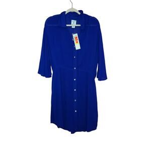 NWT Perfectly palm royal blue button front dress size medium